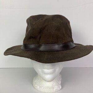 Vintage Eddie Bauer Waxed Cotton Fedora Hat Brown Men's Size S/M
